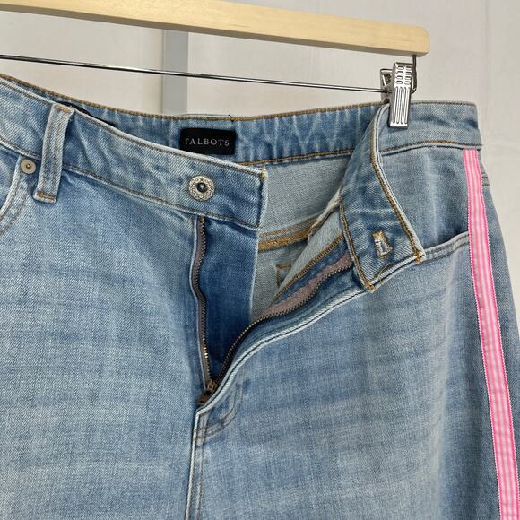 TALBOTS Side Stripe Modern Ankle Jeans Zip Fly Cotton Blend Denim Blue Pink 16 - Picture 6 of 11